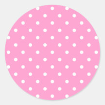 White Dots, Pink Polka Dots Pattern. Round Stickers