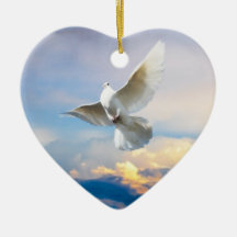White dove in flight christmas tree ornaments