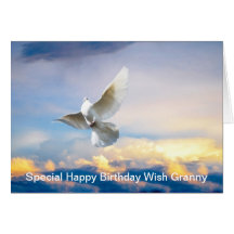 White dove in flight greeting card