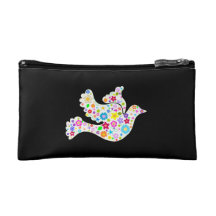 White Dove of flowers Makeup Bags