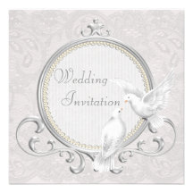 White Doves & Paisley Lace Wedding Invitation