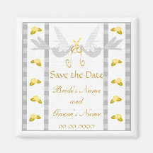 White Doves Save the Date Wedding Favour Magnet