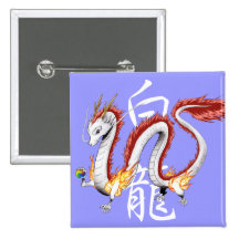 White Dragon -Button- square バッジ