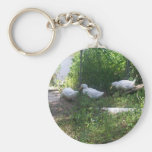 White Ducks on a Ramp Keychain