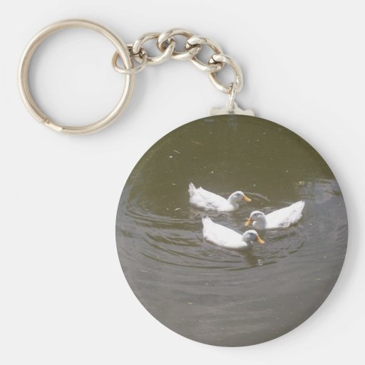 White Ducks Swimming Keychain