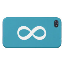 White eternity forever symbol on teal aqua blue iphone cases