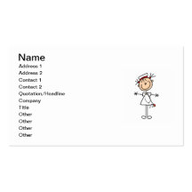 White Female Stick Figure Nurse 2 Business Card