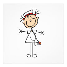 White Female Stick Figure Nurse 2 Custom Invites