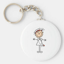 White Female Stick Figure Nurse 2 Gifts Keychains