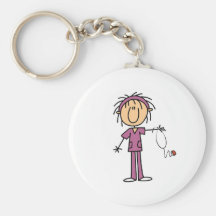 White Female  Stick Figure Nurse T-shirts and Gift Key Chain