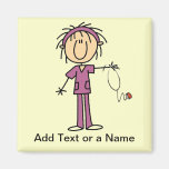 White Female  Stick Figure Nurse T-shirts and Gift Fridge Magnets