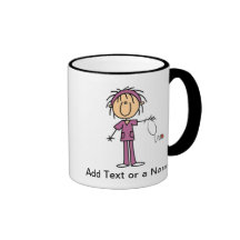 White Female  Stick Figure Nurse T-shirts and Gift Coffee Mugs