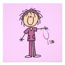 White Female Stick Figure Nurse T-shirts and Gifts Personalised Announcements