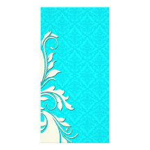 White Floral design on light blue Photo Cards