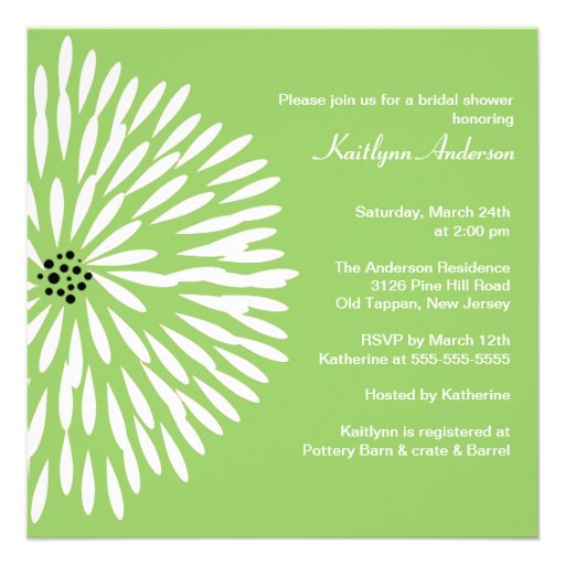 White Flower Sage Spring  Bridal Shower Invitation