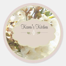 white flowers 2 spice jar labels round stickers
