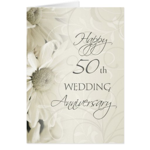 White Flowers Happy 50th Wedding Anniversary Card Zazzle