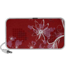 White Flowers on Red PC Speakers