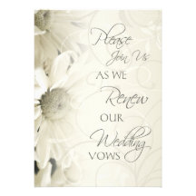 White Flowers Wedding Vow Renewal Invitations