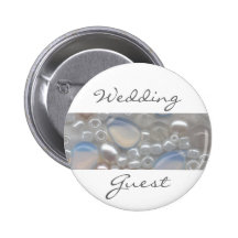 White Gems Wedding Guest Badge Button