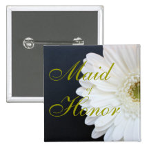 White Gerber Daisy Maid of Honour Pin