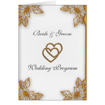 White Gold  Wedding Program Cards
