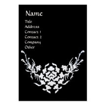 WHITE GRIFFINS MONOGRAM  black & pearl paper Business Card Template