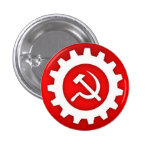 White Hammer and Sickle Pin w/White Gear