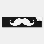 White handlebar moustache on black background bumper stickers