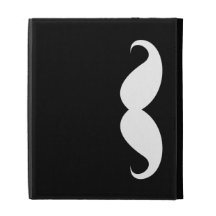 White handlebar moustache on black background iPad folio cover