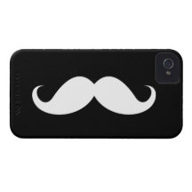 White handlebar moustache on black background iPhone 4 Case-Mate case