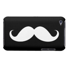 White handlebar moustache on black background barely there iPod cases