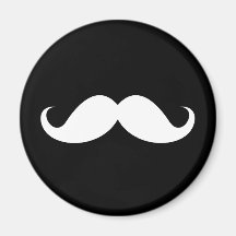 White handlebar moustache on black background fridge magnets