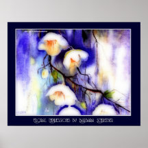 white hanging flowers print