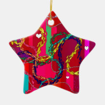 White Heards pattern Christmas Tree Ornament