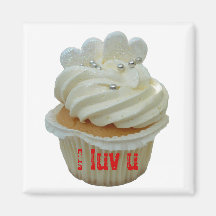 White hearts romantic cupcake magnet