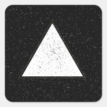 White hipster space triangle black background square stickers