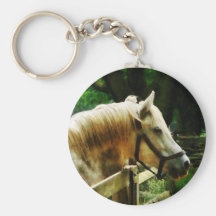 White Horse Closeup Key Chains