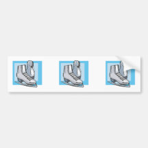 white ice skates graphic bumper stickers