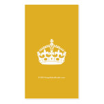 White Keep Calm Crown on Gold Background business cards