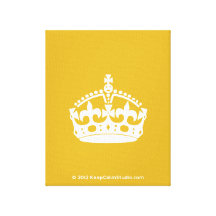 White Keep Calm Crown on Gold Background Gallery Wrapped Canvas