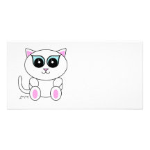 White Kitty Personalized Photo Card