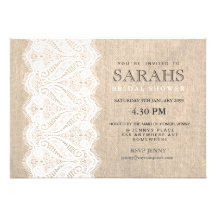 White Lace & Burlap Bridal Shower Party Invite