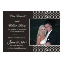White Lace on Black -Save the Date invites