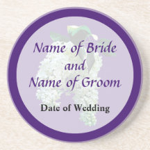 White Lilacs Wedding Favours Drink Coaster