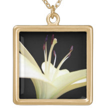 White Lily Flower Lilies Flowers Photo Custom Necklace