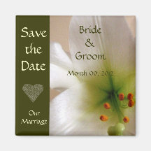 White Lily Save The Date Magnet