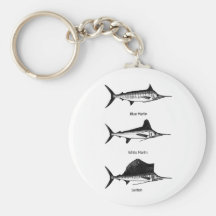 White Marlin - Blue Marlin - Sailfish Logo Key Chains