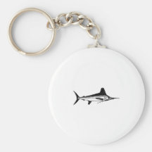 White Marlin Line Art Logo Keychain