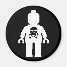 White Minifig with Black Skull Magnet